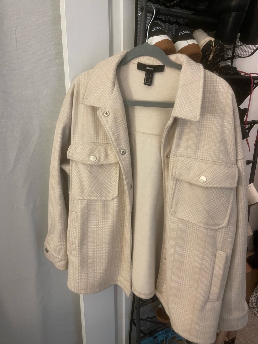 Forever 21 Neutral Plaid Shacket Jacket